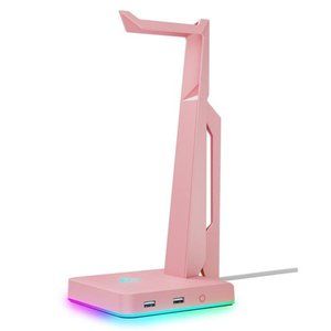 RGB Gaming Headset Stand with 2 USB Ports, Game Headphone Mount for PC, Xbox One